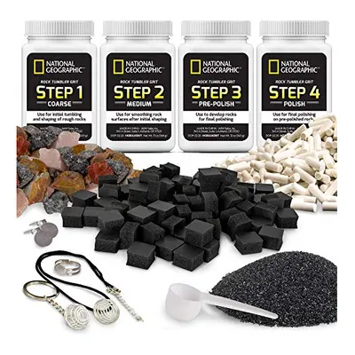 NATIONAL GEOGRAPHIC Rock Tumbler Refill Kit - Rock Tumbling Supplies including Rock Tumbler Grit