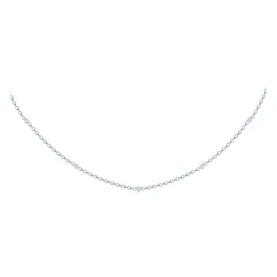 (7.5) Jewelco London Ladies Solid 18ct White Gold Rub Over Set Round G SI1 Diamond By The Inch E