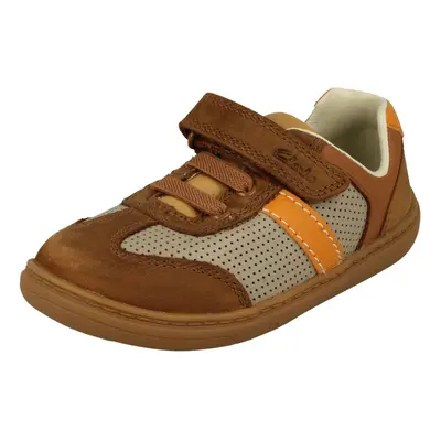 (Tan, UK Child) Boys Clarks Elasticated Lace Detailed Shoes Flash Step T - F Fit