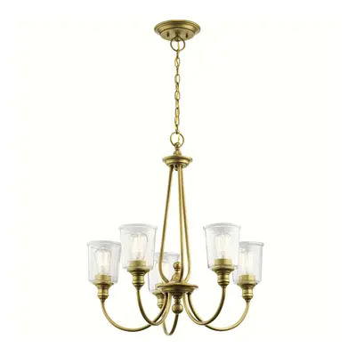 5 Bulb Chandelier Hanging Pendant LIght Natural Brass LED E27 60W Bulb