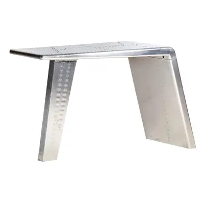 vidaXL Aviator Desk Silver Metal Jet Wing Inspired Computer Writing Table