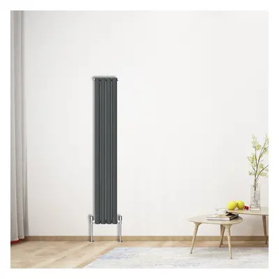 (Vertical 1600x236mm - Double) NRG Oval Column Designer Radiator Bathroom Central Heating Anthra