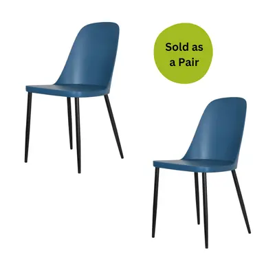 (Blue) Home Source Baldwin Pair of Plastic Dining Chairs