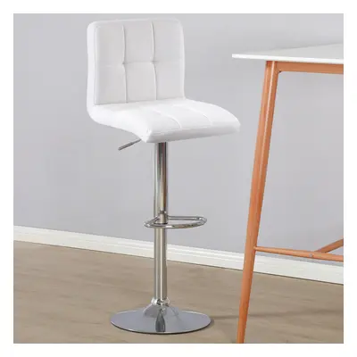 (PU Leather White) Charles Jacobs Cube Style Adjustable Breakfast Bar Stool with Footrest