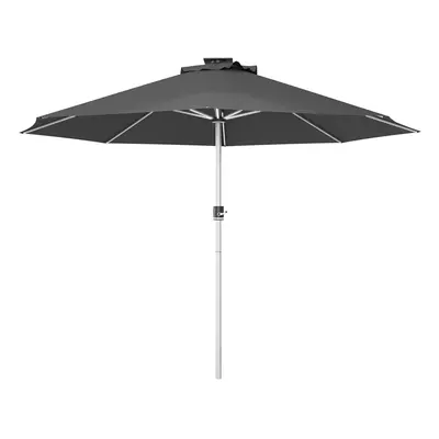 Outsunny Solar Patio Garden Parasol with Lights for Outdoor, Charcoal Grey