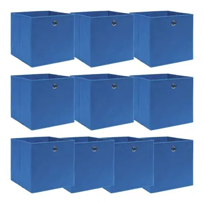 vidaXL 10x Storage Boxes Blue Fabric Foldable Garden Chests Cases Organisers