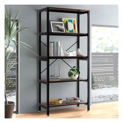 5 Tier Bookshelf and Bookcase, Industrial Shelving Unit Living Room Tall Bookcase Multifunctiona