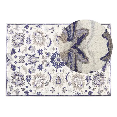 Wool Area Rug x cm Beige and Blue KUMRU