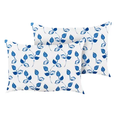 Set of Outdoor Cushions Plant Pattern TORBORA x cm White