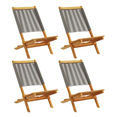 (grey, pcs) vidaXL Garden Chairs Outdoor Dining Chair Solid Wood Acacia and Polypropylene