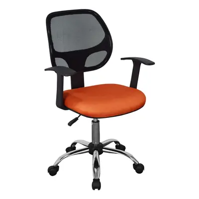 (Orange Base) Home Office Desk Study Chair With Mesh Back Fabric Seat and Chrome Base