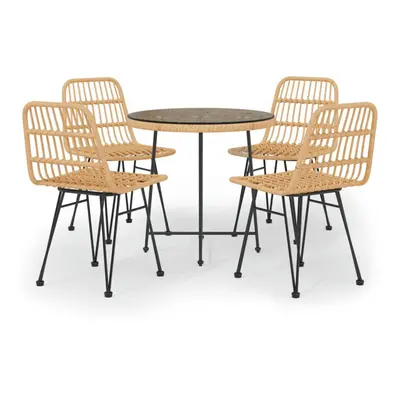 (brown) vidaXL Garden Dining Set Piece Poly Rattan Dining Table Chair Black/Brown