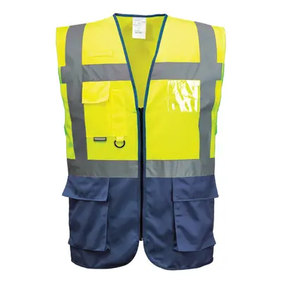 (L, Yellow/ Navy) Portwest Hi Vis Executive / Manager Vest / Safetywear (Pack of 2)