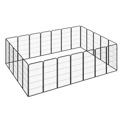 (350 x x cm) vidaXL Dog Playpen Panels Black Powder-coated Steel Dog Kennel Multi Sizes