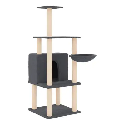 (dark grey) vidaXL Cat Tree with Sisal Scratching Posts Cat Scratch Tower Climber Dark Grey