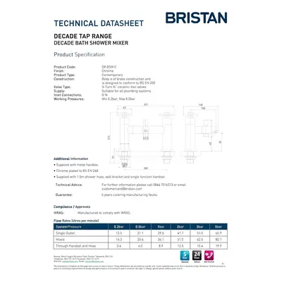 Bristan DX BSM C Decade Bath Shower Mixer - Chrome