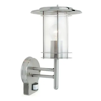 IP44 Outdoor Wall Light Stainless Steel Modern Lantern Glass Round PIR Outdoor