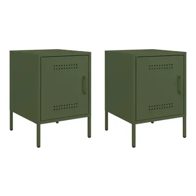 (green, pcs) vidaXL Bedside Cabinet Bedroom Nightstand Bed Side Table Bed Cabinet Steel