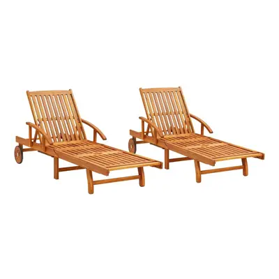 vidaXL 2x Solid Acacia Wood Sun Loungers Outdoor Seating Day Sun Beds Garden