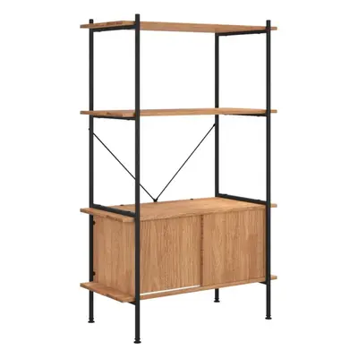 (Light brown and black, x x cm (W x D x H)) vidaXL Shelving Unit with Cabinet Display Shelf Stee