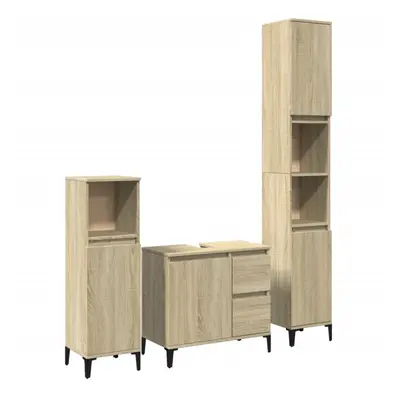 vidaXL Bathroom Furniture Set Piece Sink Cabinet Sonoma Oak Engineered Wood