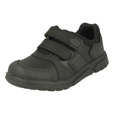 (UK 7.5 Infant, Black) Boys Clarks Hook & Loop School Shoes Blake Street - E Fit