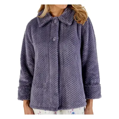 (Grey, - UK 24/26) Slenderella Ladies Soft Waffle Fleece Button Up Collar Bed Jacket