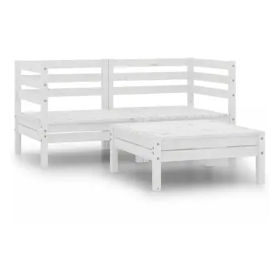 vidaXL Solid Pinewood Garden Lounge Set Piece White Outdoor Seating Sofa