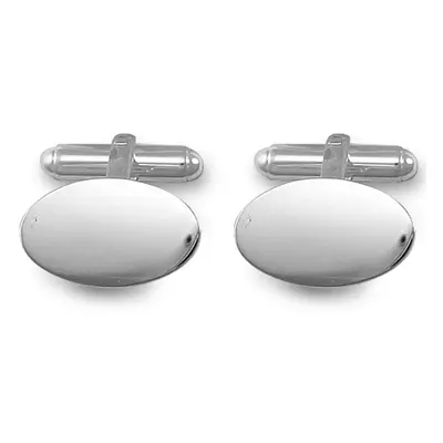 Jewelco London Rhodium Coated Sterling Silver oval T-shape Cufflinks - Gents - ACL001