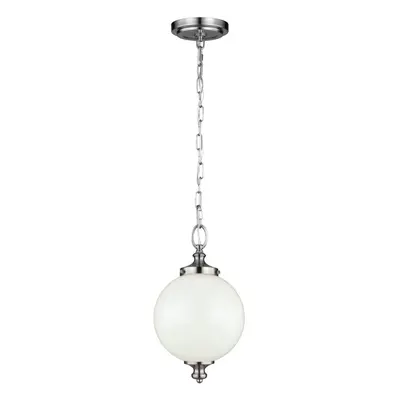 1 Bulb Ceiling Pendant Light Fitting Brushed Steel LED E27 60W Bulb