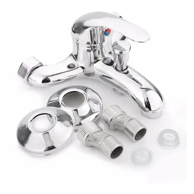 Chrome Bathroom Mixer Faucet Tap Bathtub Shower Head Hot Cold Mixing Vavle Knob Spout Wall Mount