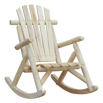 Outsunny Wooden Traditional Rocking Chair Lounger Relaxing Balcony Garden Seat