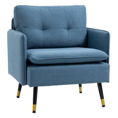 HOMCOM Modern Upholstered One Seater Sofa for Bedroom Living Room Dark Blue