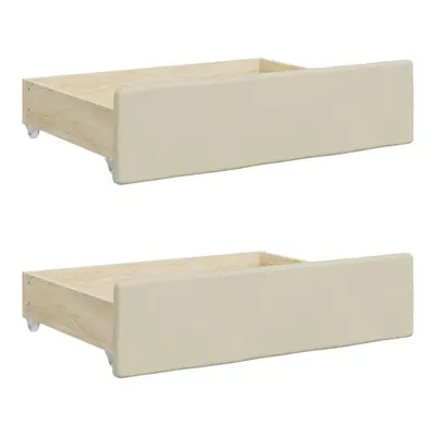 (cream) vidaXL Bed Drawers Storage Unit Bed Box pcs Engineered Wood and Faux Leather