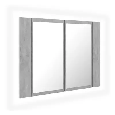 vidaXL LED Bathroom Mirror Cabinet Concrete Grey 60x12x45 cm Acrylic Mirror