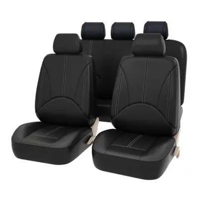 (Black) Bucket Seat Cover Set Front Rear Universal for Car Sedan Truck SUV PU Leather