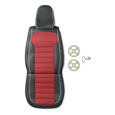 (Red) 1Pc Front Car 5/7 Seat Cover Waterproof Dustproof PU Leather Protector Mat Pad