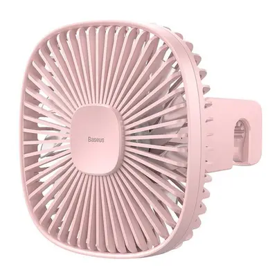 (Pink) Portable USB Desktop Fan Natural Wind Magnetic Rear Seat Fan Dual Wind Speed 1000mAh Batt