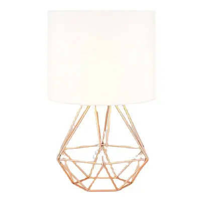 (White and Gold) Hollowed Out Modern Desk Lamp Bedroom Bedside Geometric Table Lamp With Shade