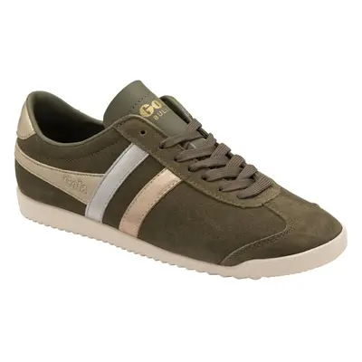 (5 UK, Khaki/Silver) Gola Womens Bullet Mirror Trident Suede Retro Low Rise Trainers Sneakers Sh