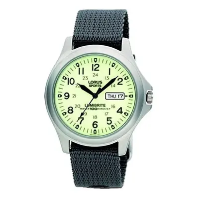 RJ655AX9 Lorus Gents Analogue Lumibrite Day-Date Grey Nylon Strap Watch