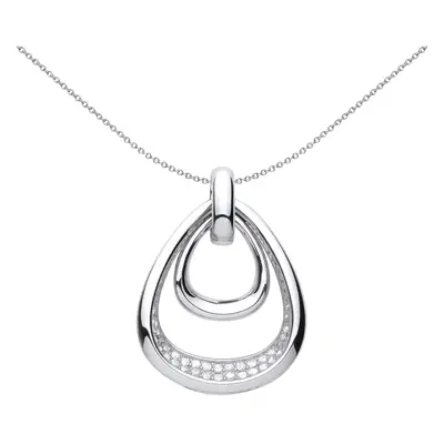 Jewelco London Ladies Rhodium Plated Sterling Silver CZ Avocado Handbag Pendant Necklace inch - 