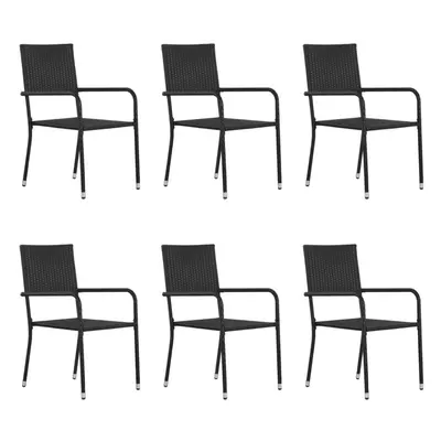 vidaXL Garden Dining Chairs pcs Stackable Outdoor Chair Black Poly Rattan