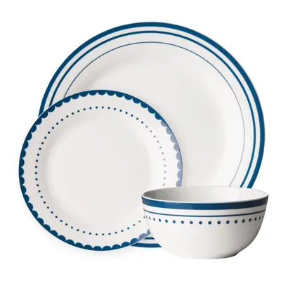 Avie 12Pc Saturn Dinner Set, Blue & White