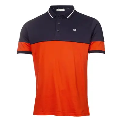 (M, Spicy Orange) Calvin Klein Mens Marshall Recycled Easy Care Wicking Golf Polo Shirt