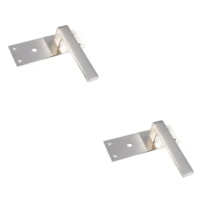 2x PAIR Straight Square Handle on Bathroom Backplate x 50mm Satin Nickel