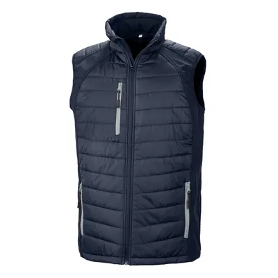 (S, Navy/Grey) Result Genuine Recycled Unisex Adult Compass Softshell Padded Gilet