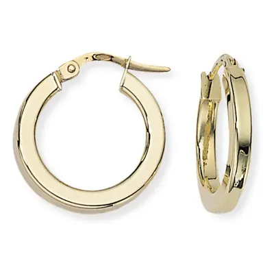 Jewelco London Ladies 9ct Yellow Gold 2.5mm Gauge Square Tube Round Hoop Earrings - 17mm - ENR02