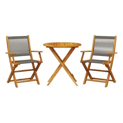 vidaXL Bistro Set Piece Outdoor Bar Set Grey Polypropylene and Solid Wood