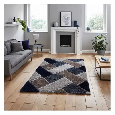 (Grey / Navy, x cm) Modern 3D Geometric Rugs Hand Carved Small Large Bedroom Living Room Rug Car